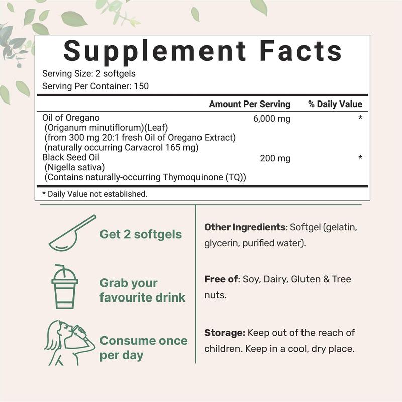 Australian Oil of Oregano with Black Seed Oil - 100% VEGAN